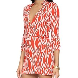 Diane Von Furstenberg Wrap Geometric Romper Size 10